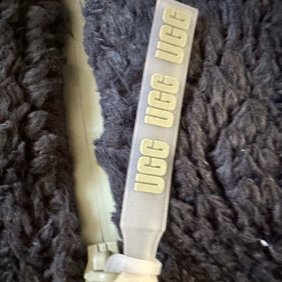 UGG GLADYS SPORTY SHERPA JACKET BLACK W/ PINK TRIM FULL ZIP POCKETS WOMEN Large - Picture 4 of 11